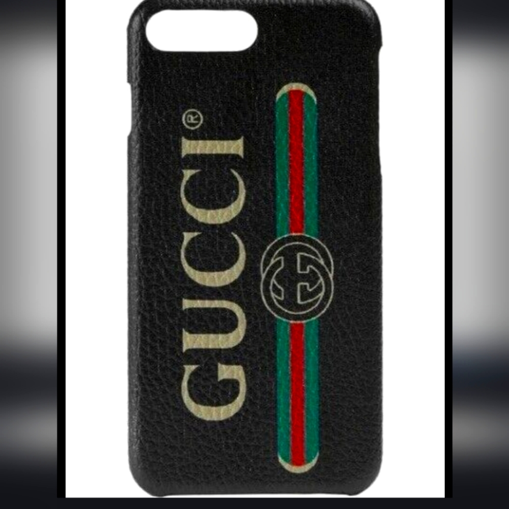 Nwt GUCCI  Leather iPhone 8 iPhone 8 Plus Logo phone cover case 100% authentic